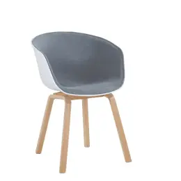 Nova Polyprop Tub Chair with Upholstered Grey Inner on Wooden Legs (Each) - White