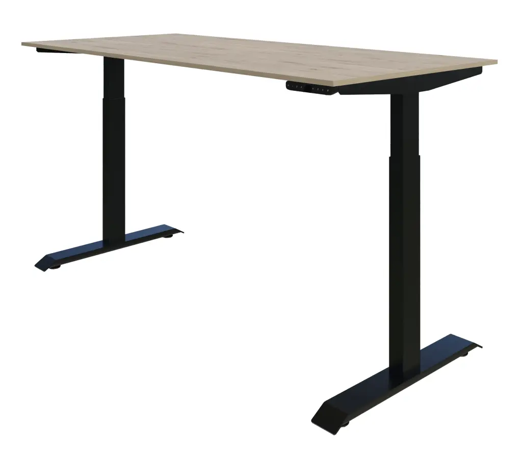 UP Height Adj Desk - Top 1600x750 incl Height Adjustable Steel Frame with Double Motors-4 Height Memory Black - Brookhill Melamine