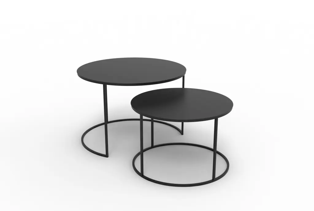 Karlz Black Steel Top & Frame Large Nesting Round Coffee Table - 730 Dia x 500 (H) - Black