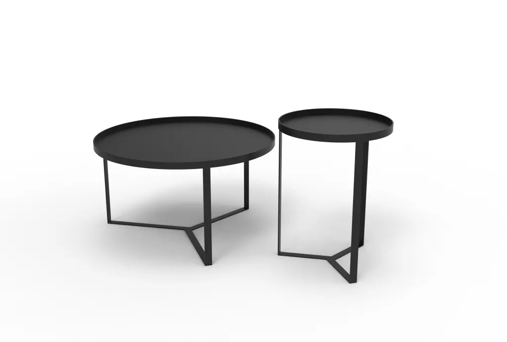 Tavas Black Steel Top & Frame Small Round Coffee Table - 450 Dia x 600 (H) - Black