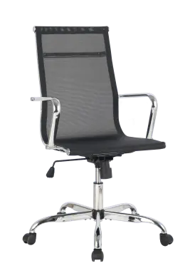 Classic Highback - Black Mesh Back And Seat - Swivel And Tillt Mechanism - Chrome Base - Fixed Chrome Arms