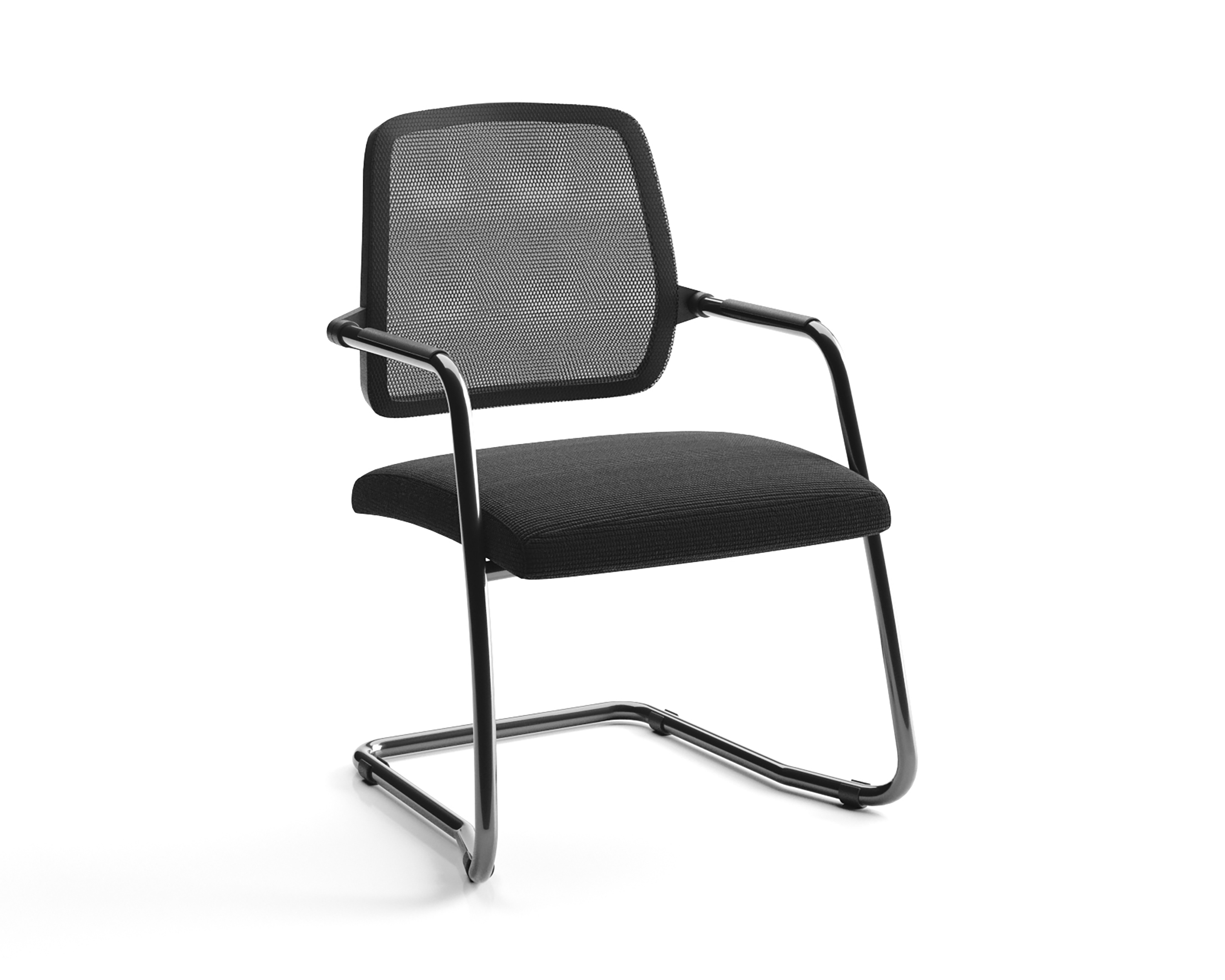 Blink Visitors Chair -Black Epoxy Sleigh Frame - Mesh Back