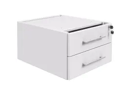 Top Drawer Lock Fitted Pedestal - 3 Standard Drawers - Drop In Pen/Pencil Tray - White Melamine