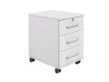 Central Locking Mobile Pedestal - 3 Standard Drawers - Drop In Pen/Pencil Tray - White Melamine image