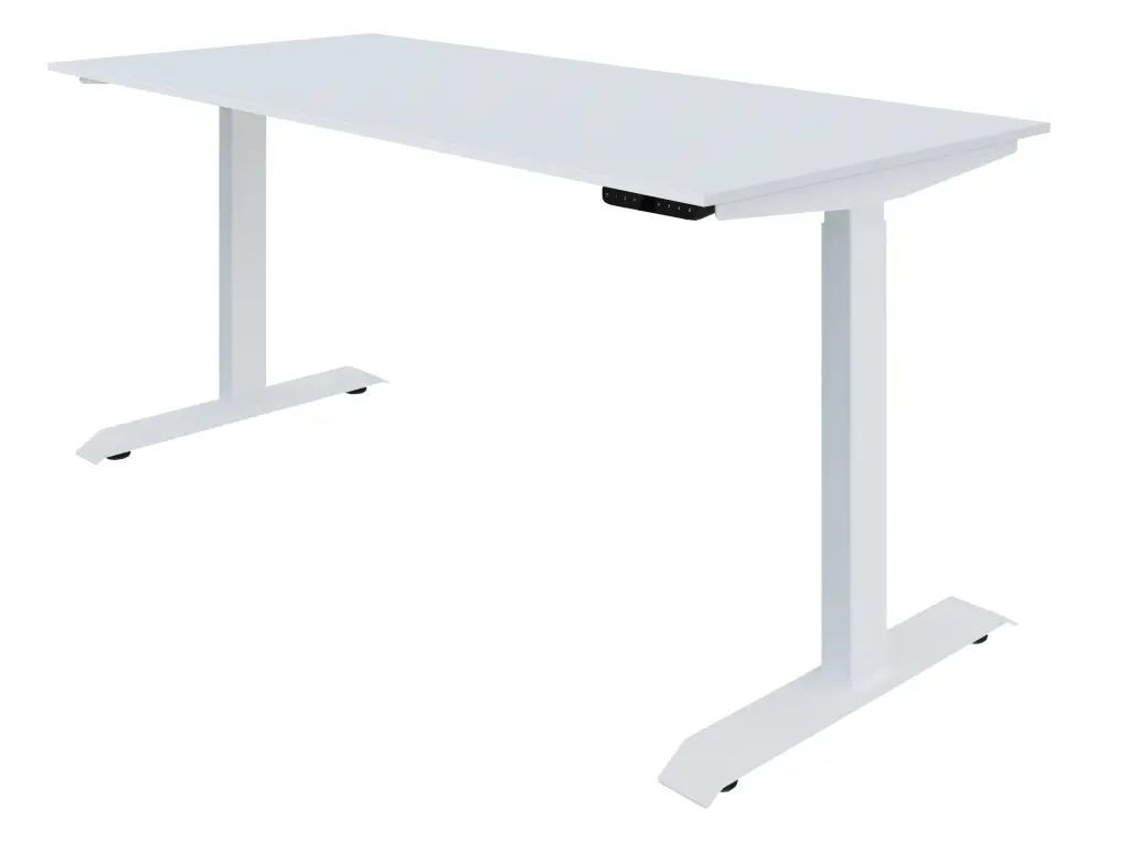 UP Height Adjustable Table 1600x750 Top-White steel frame with double motors-4 Height memory-100kg load bearing capacity - White Melamine
