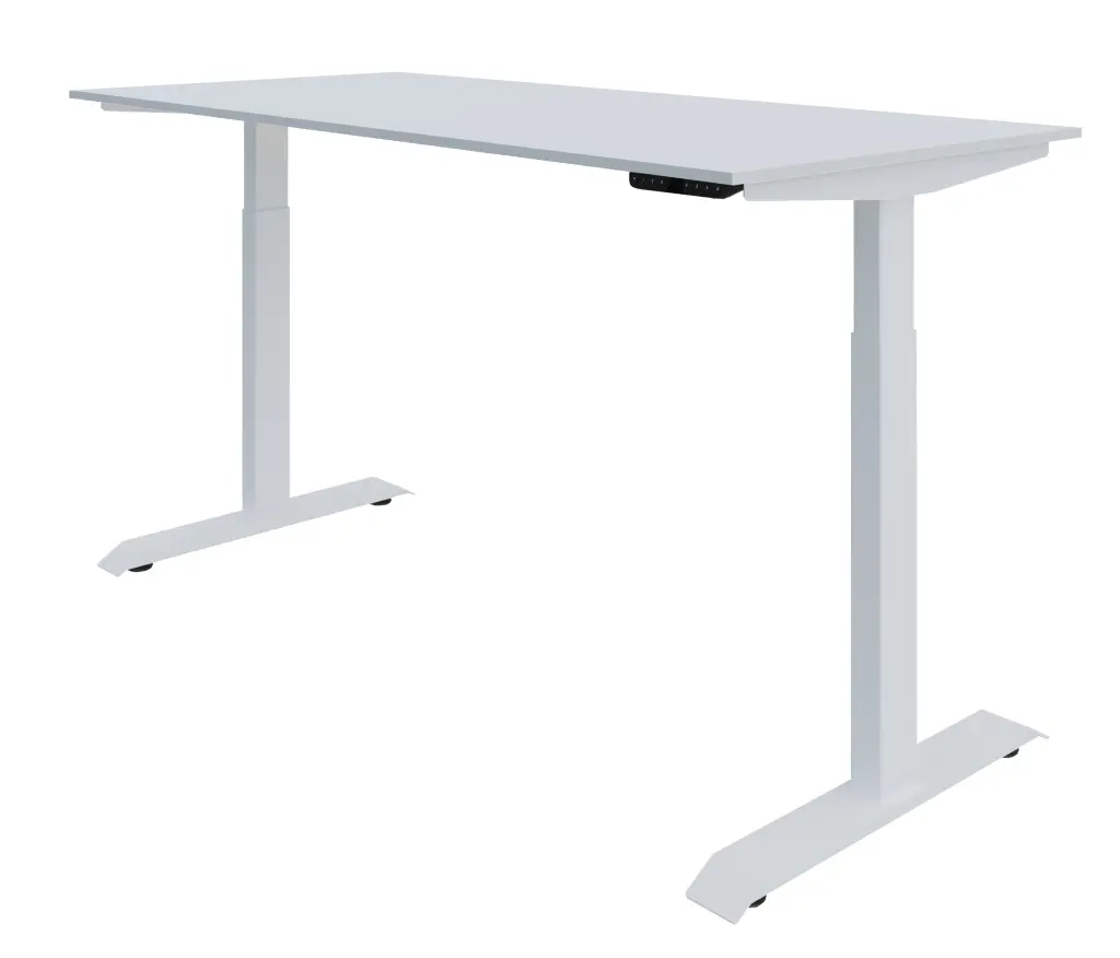 UP Height Adjustable Table 1600x750 Top-White steel frame with double motors-4 Height memory-100kg load bearing capacity - White Melamine