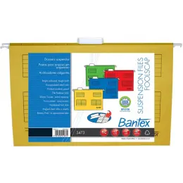 Bantex suspension files bright colours foolscap pack of 10 B3473 - Yellow