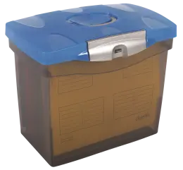 Portable Suspension File Box Lockable Includes 8 X A4 Files - Cobalt Blue