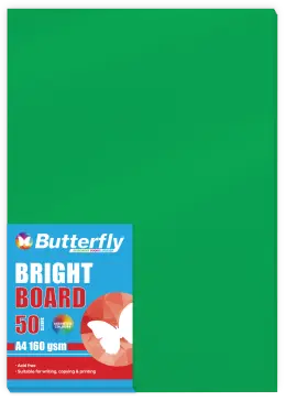 Bright Board, A4, 160gsm, Individual Colours, Packet of 50 - Green