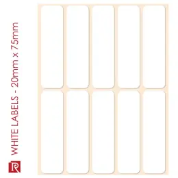 White Self Adhesive Labels 20mm x 75mm 2075R