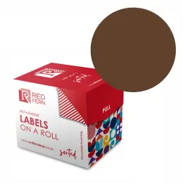 Redfern round colour coded self adhesive labels roll form 32mm box 75 C32 (Per 1) - Brown