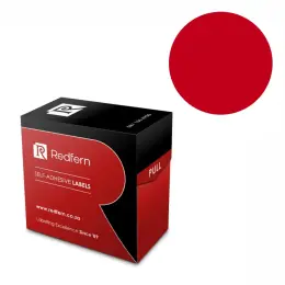 Redfern round colour coded self adhesive labels roll form 25mm box 125 C25 (Per 1) - Red