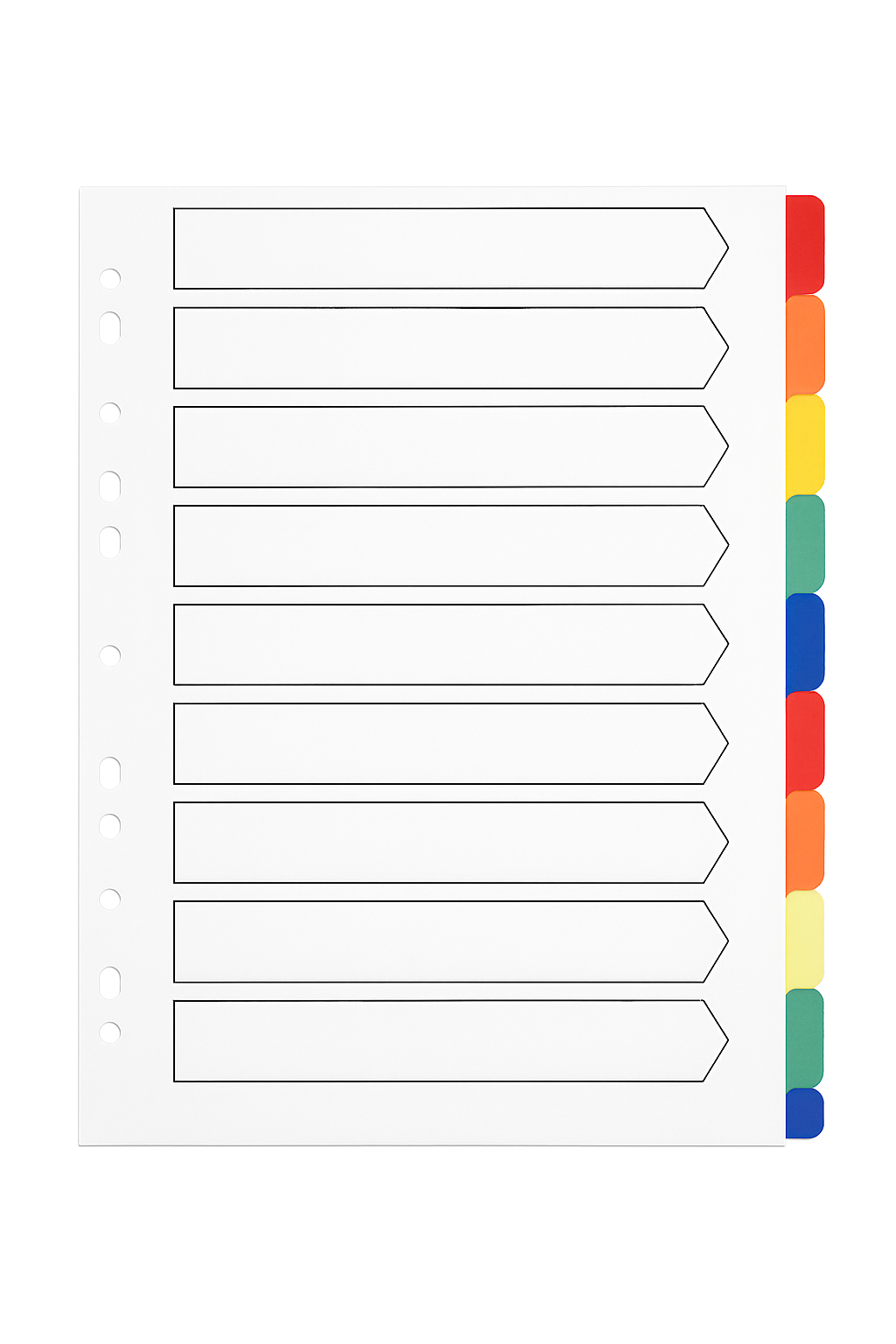 Bright File Divider Labels Board File Dividers Rainbow Bright Plain Tab 10 A4 Div1480 | Waltons