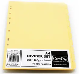 Board file dividers single colours plain tab 10 A4 DIV10TMDS (Per 1) - Buff