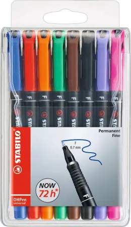 Stabilo 842-8 OHP Markers Fine Permanent (Set 8)