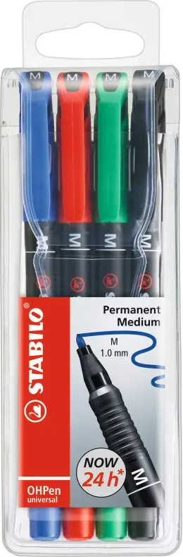 Stabilo 843-4 OHP Markers Medium Permanent (Set 4)