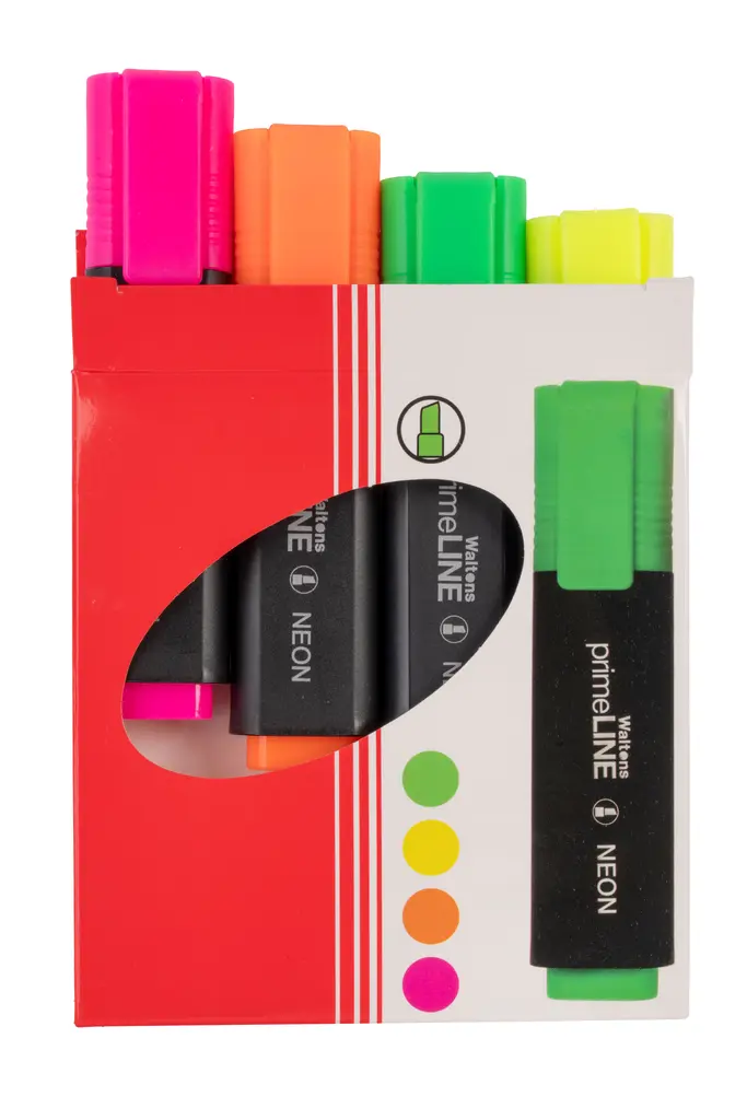Waltons Primeline Highlighter Neon Assorted Set of 4