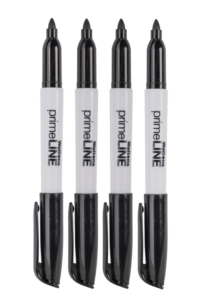 Waltons Primeline Mini White Board Marker 4 Pack - Black
