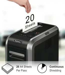 FELLOWES Powershred 125Ci Cross Cut Shredder Shreds 20 Sheets 53 L itre Bin