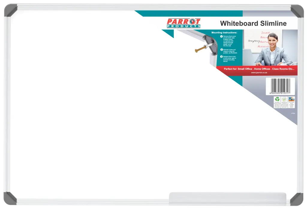 Parrot Slimline Non-Magnetic Whiteboard, 450mm x 600mm (BD1520)