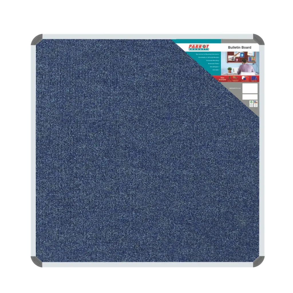 Parrot Bulletin Board Ribbed Aluminium Frame, 1000mm x 1000mm (BD0644) - Blue