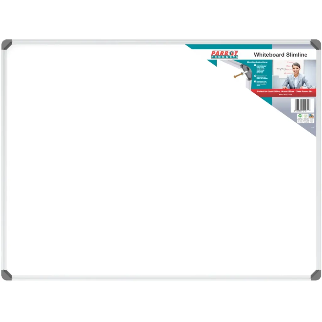 Parrot Slimline Non-Magnetic Whiteboard, 1200mm x 900mm (BD1541)
