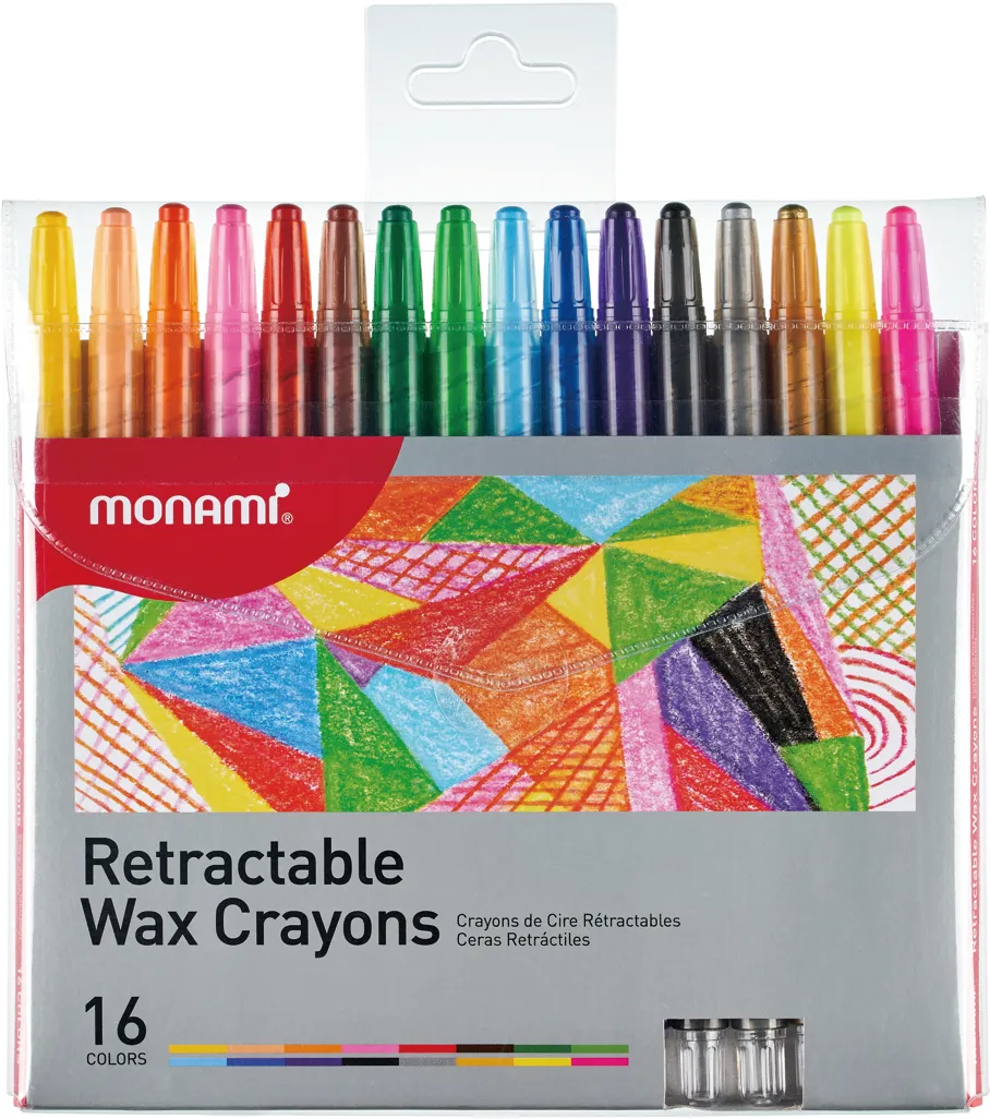 Monami Wax Crayons Retractable Assorted (Pack 16) | Waltons