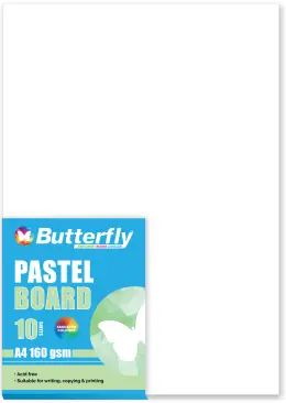 Butterfly Pastel Board 160gsm A4 BRD550 (Pack 10) - White