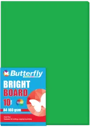 Butterfly Bright Board 160gsm A4 BRD400 (Pack 10) - Green