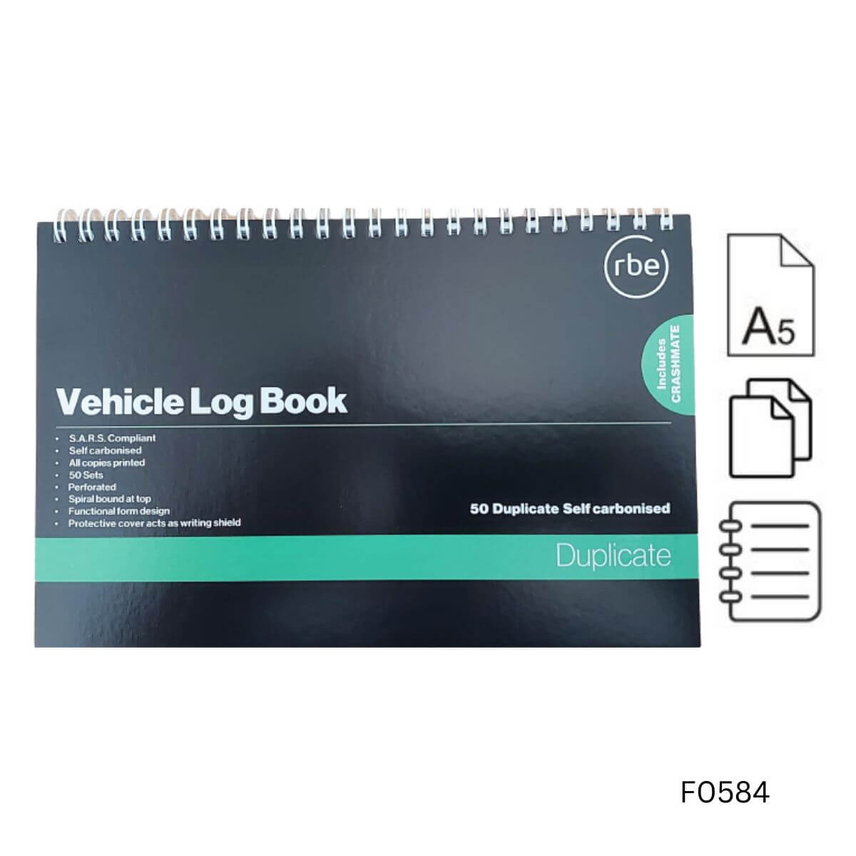 RBE Motor Vehicle Log Book A5 F0584 | Waltons