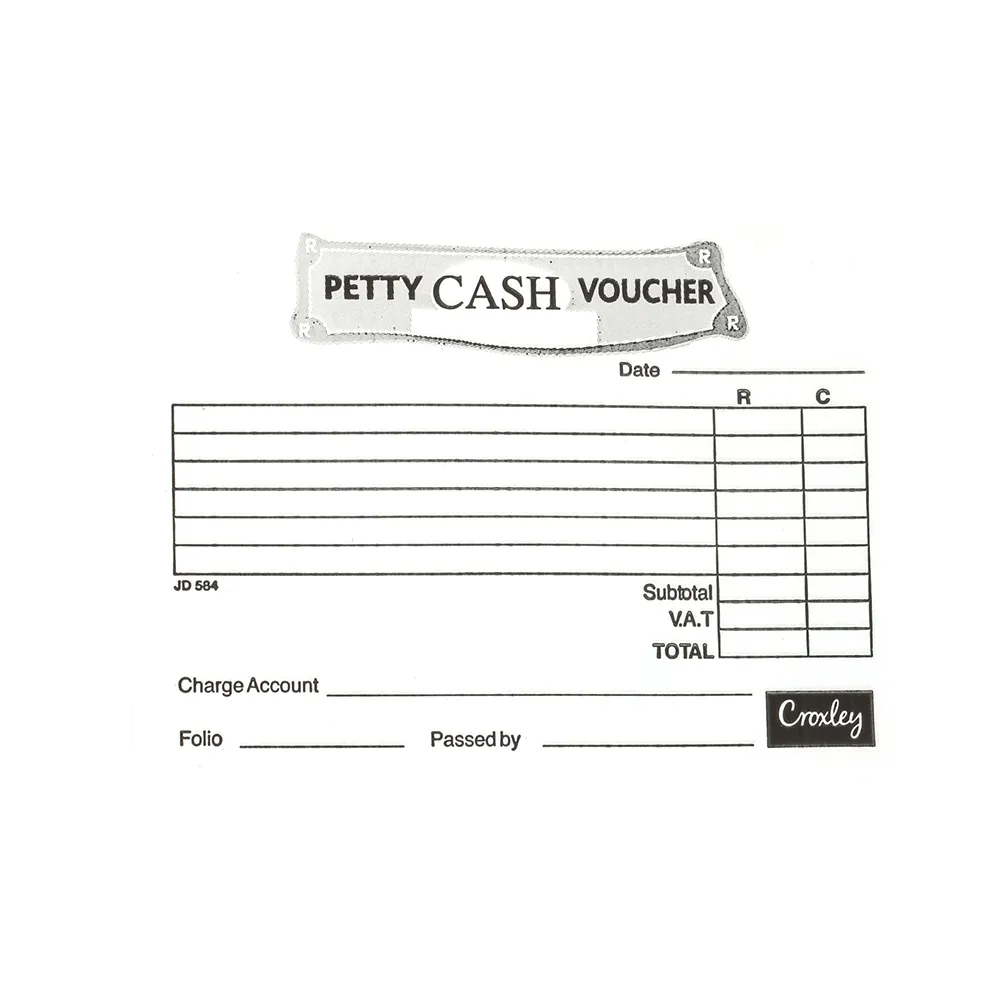 Croxley Petty Cash Voucher Pad Printed 148mm x 105mm 36 pages W18/JD584 |  Waltons