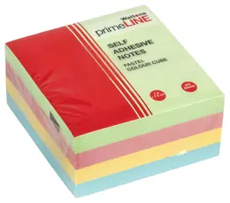 Waltons PrimeLine Pastel 4-Colour Memo Cube, Self Adhesive, 75mmx75mm (400 Sheets)