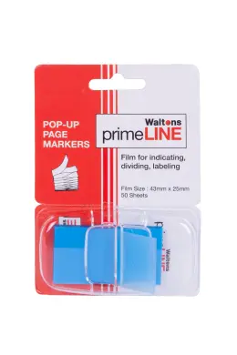 Waltons Primeline Pop-Up Page Marker 43mmx25mm - Blue