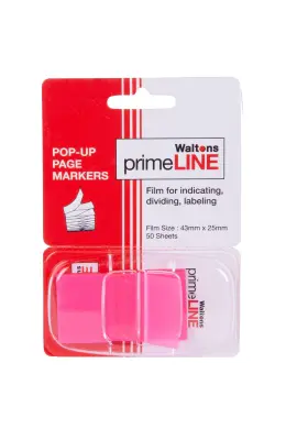Waltons Primeline Pop-Up Page Marker 43mmx25mm - Pink