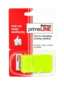 Waltons Primeline Pop-Up Page Marker 43mmx25mm - Yellow