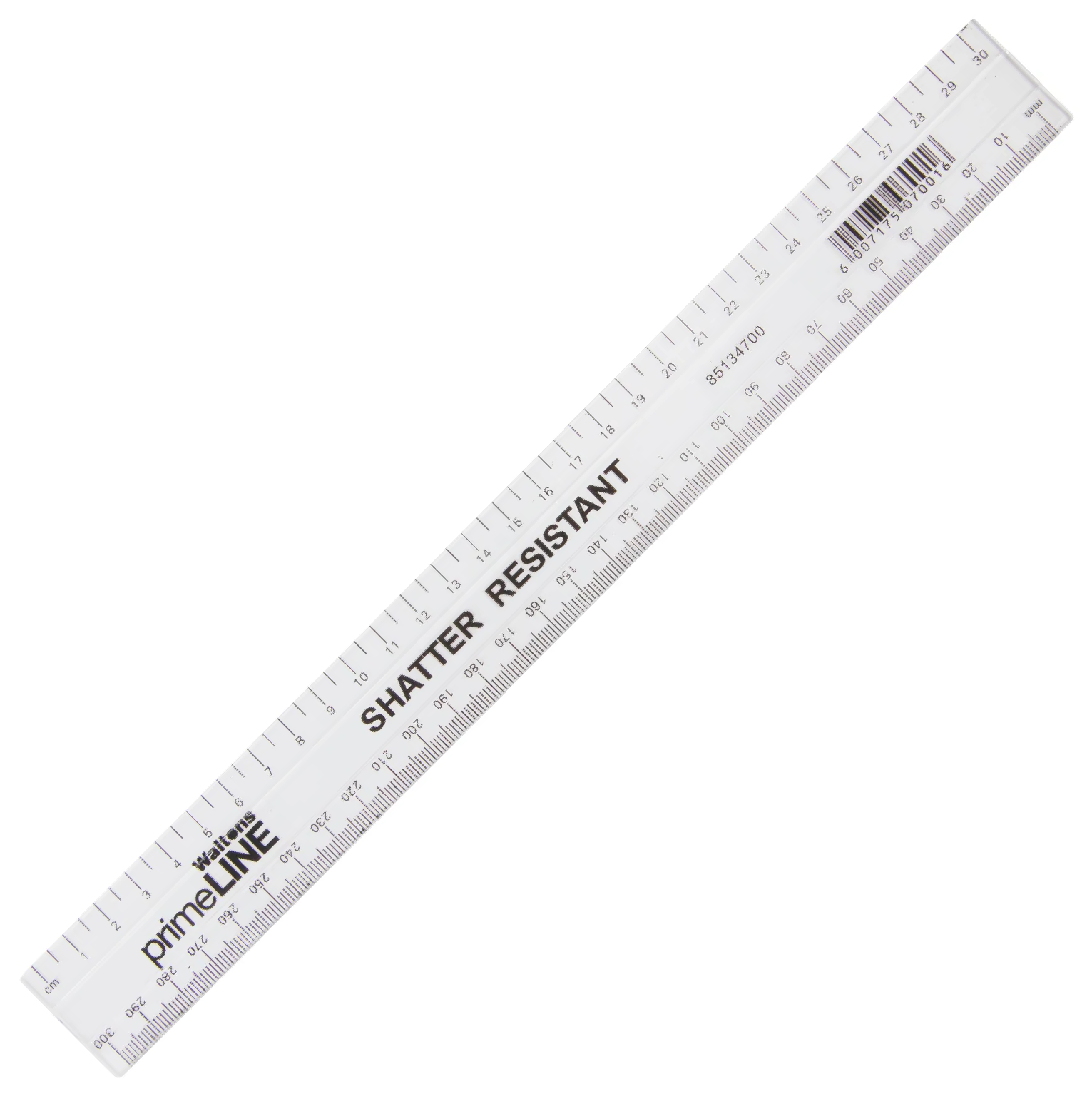 Waltons Primeline Shatter Resistant Clear Ruler 30cm | Waltons