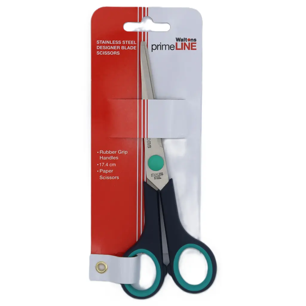 Waltons Primeline Rubbergrip Student Scissors, 17.4cm