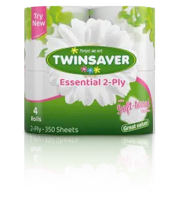 Twinsaver Toilet Paper 2 Ply Essential 4 Pack 1337