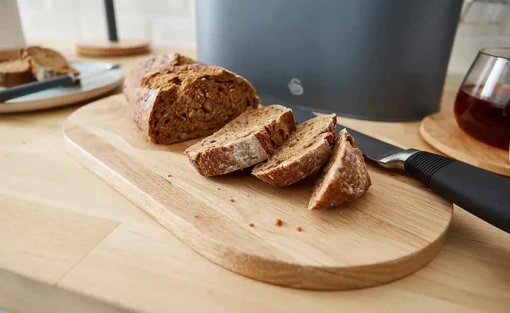 Swan Nordic Bread Bin with Bamboo Cutting Board Lid - Grey