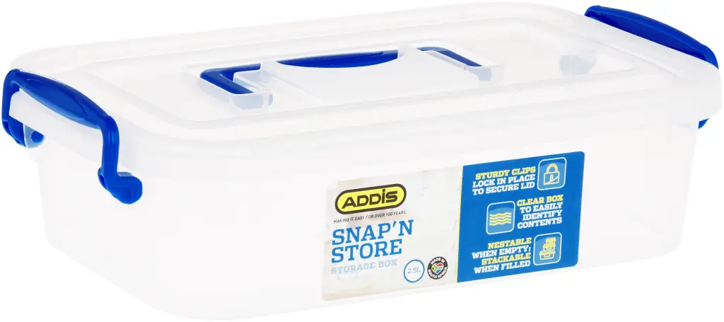 Addis Snap 'n Store Storage Box With Handle - 2.5L (Clear) | 9966CL