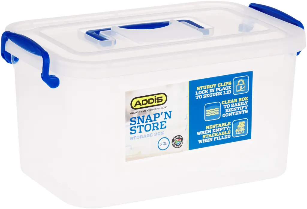 Addis Snap 'n Store Storage Box With Handle - 5.2L (Clear) | 9967CL