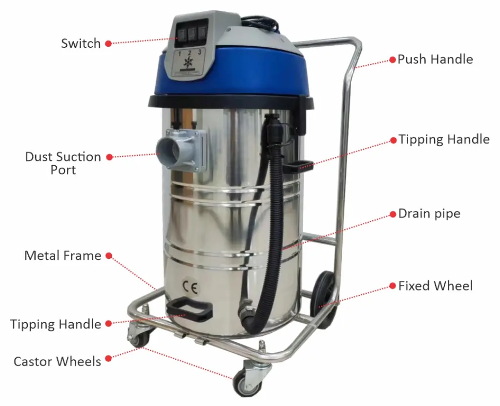 Parrot 80L Wet & Dry High Rise Industrial 3 Motor Vacuum JA0108