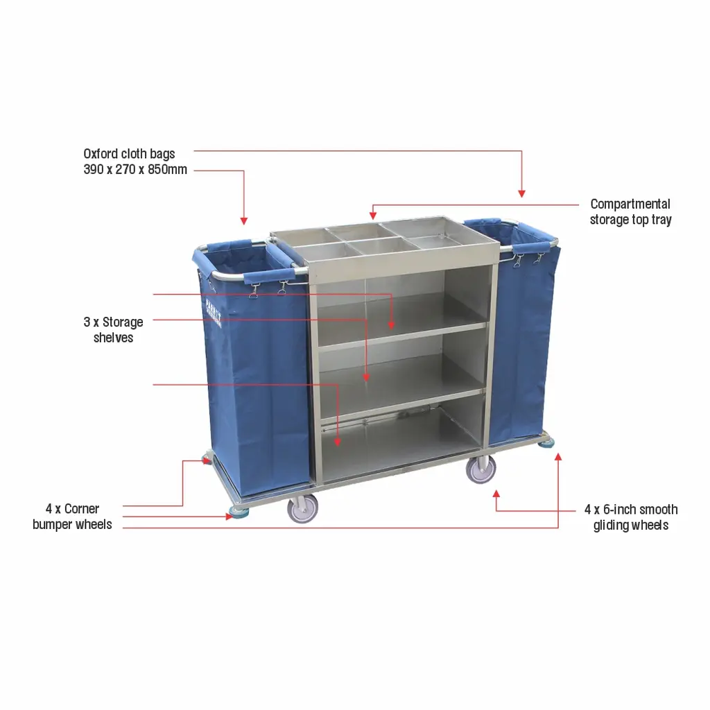 Parrot Stainless Steel Housekeeping Service Trolley JA0708