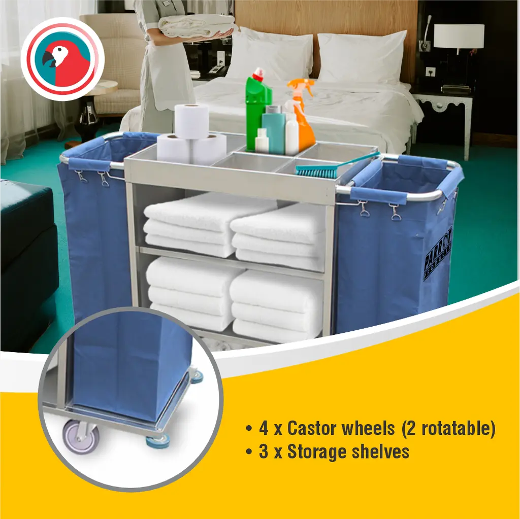 Parrot Stainless Steel Housekeeping Service Trolley JA0708