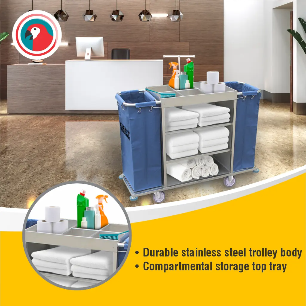 Parrot Stainless Steel Housekeeping Service Trolley JA0708