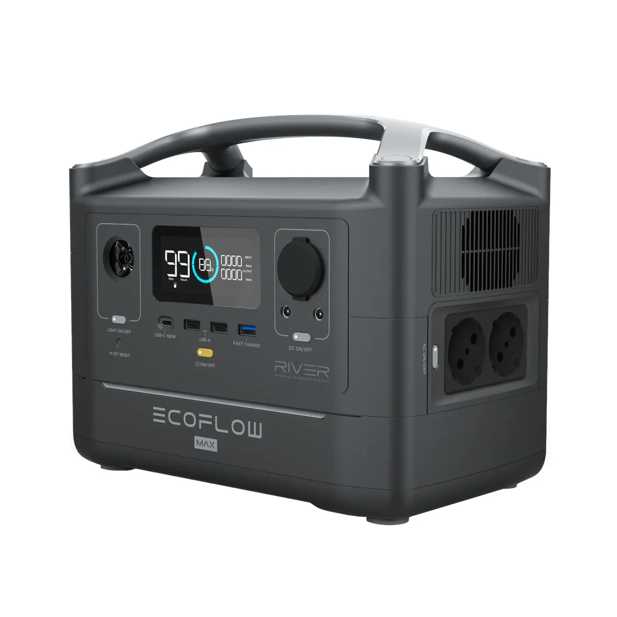 ECO FLOW  600 MAX　定格出力600W（最大1200W） Ecoflow River Max Mobile Power Station 600W|576Wh EFRIVER600MAX