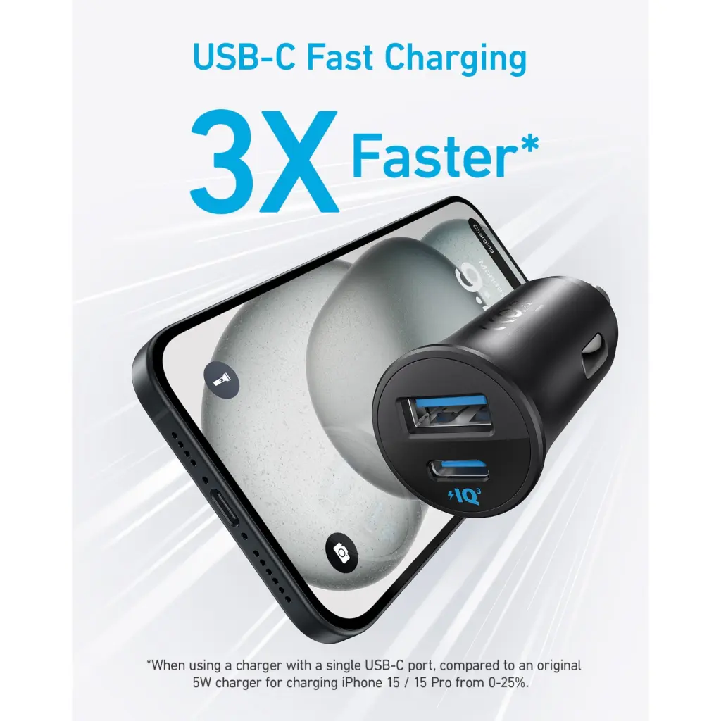 ANKER 2 PORT 30W PD CAR CHRGR-BK