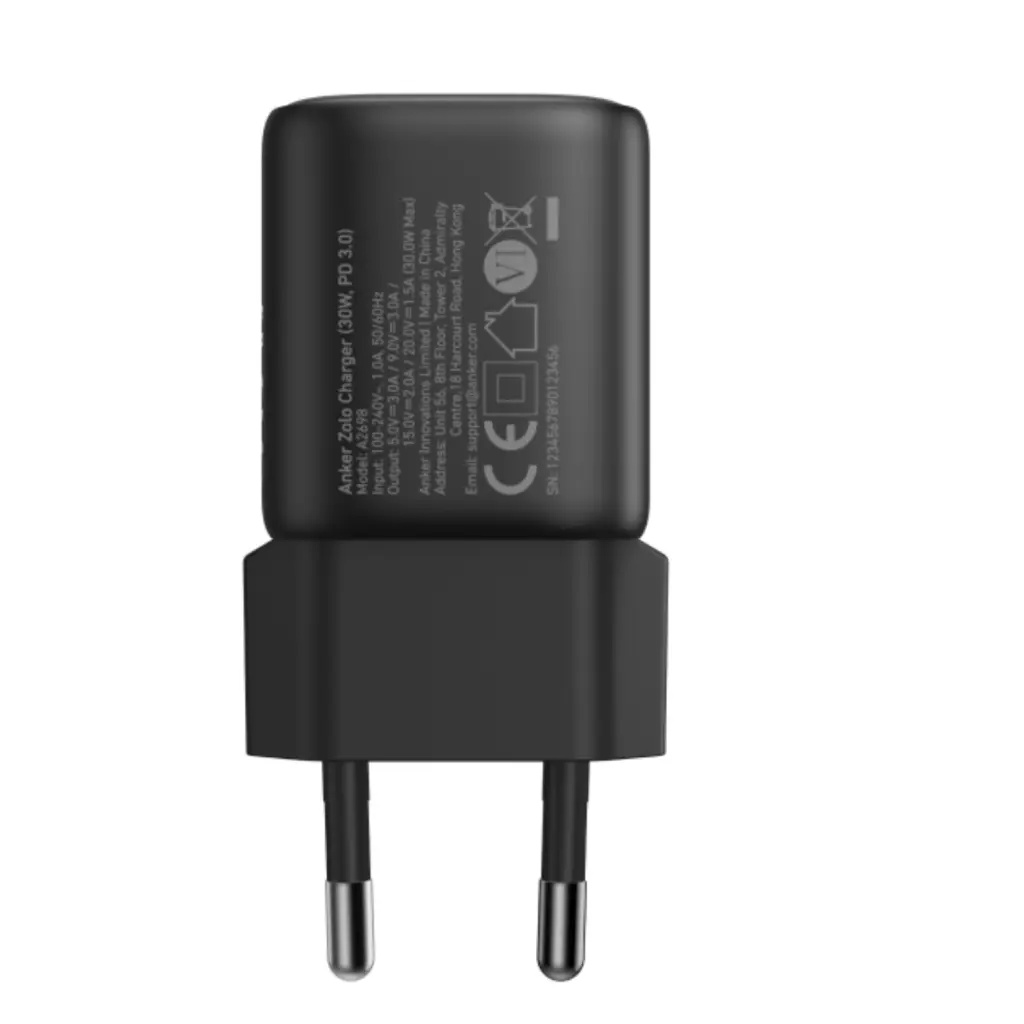 ANKER ZOLO 1 PORT 30W PD WALL CHRGR-BK