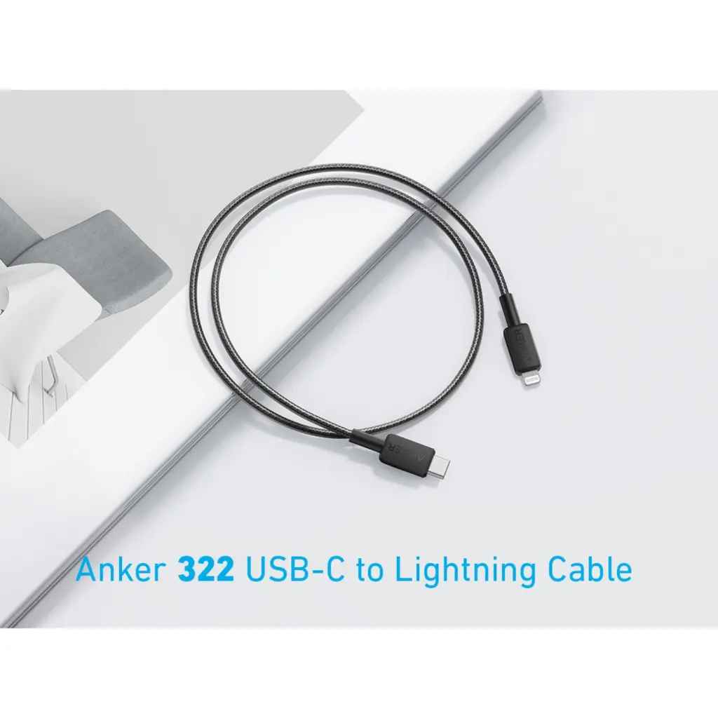 ANKER 322 TYPC/MFI BRAID CBL 0.9M-BK