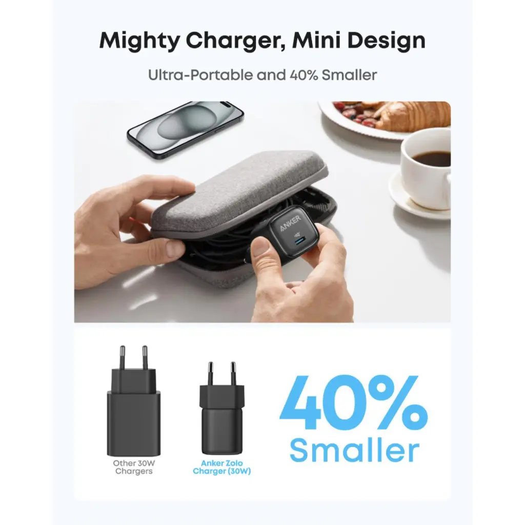 ANKER 1 PORT 30W PD WALL CHRGR+CBL-BK
